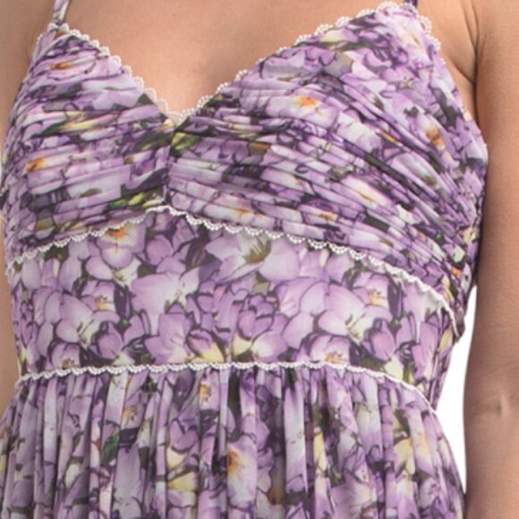 BADGLEY MISCHKA Printed Lace Insert Gown - Picture 3 of 5